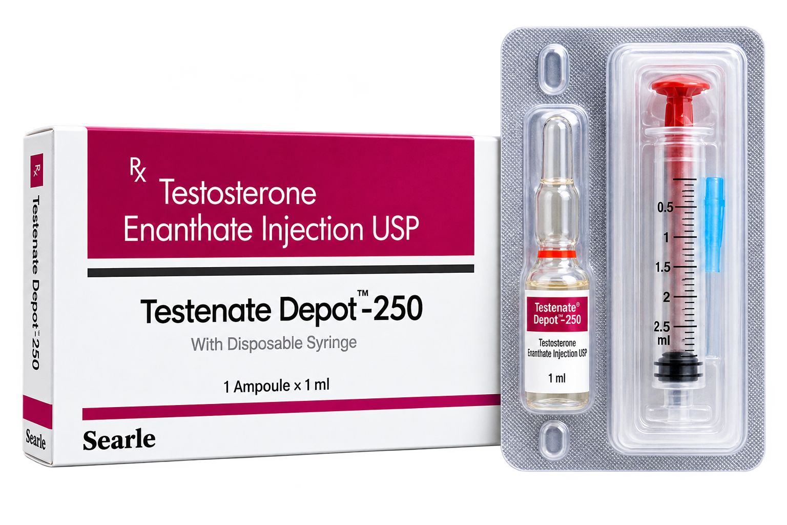 Testenate Depot 250mg/ml with Syringe - Testosterone Enanthate